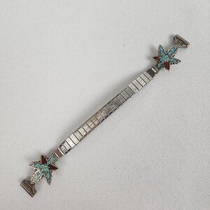 Vintage Sterling Silver Turquoise Flower Watch Strap